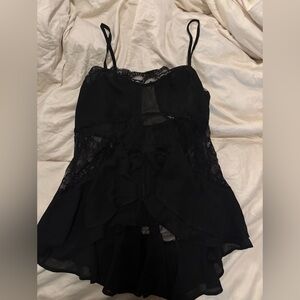 Anthro sheer lacy flowy top L